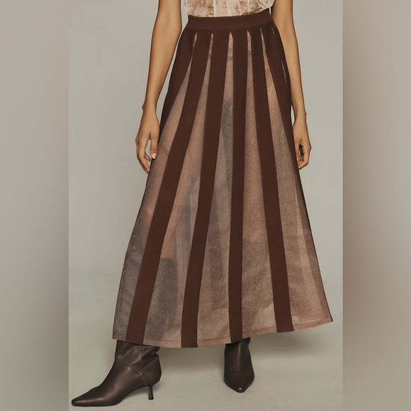 ANTHRO Sheer Panel Knit Maxi Skirt - Picture 2 of 9